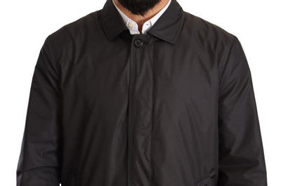 Dolce & Gabbana Schwarzer Polyester Herren Trenchcoat Jacke