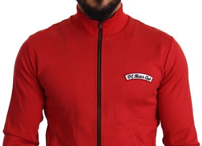 Dolce & Gabbana Roter DG Motor Club Zipper Stretch Pullover