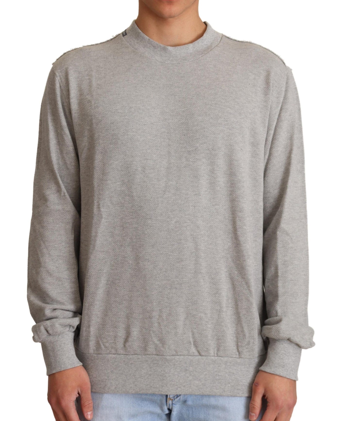 Dolce & Gabbana Grauer Pullover aus Baumwolle mit Rundhalsausschnitt