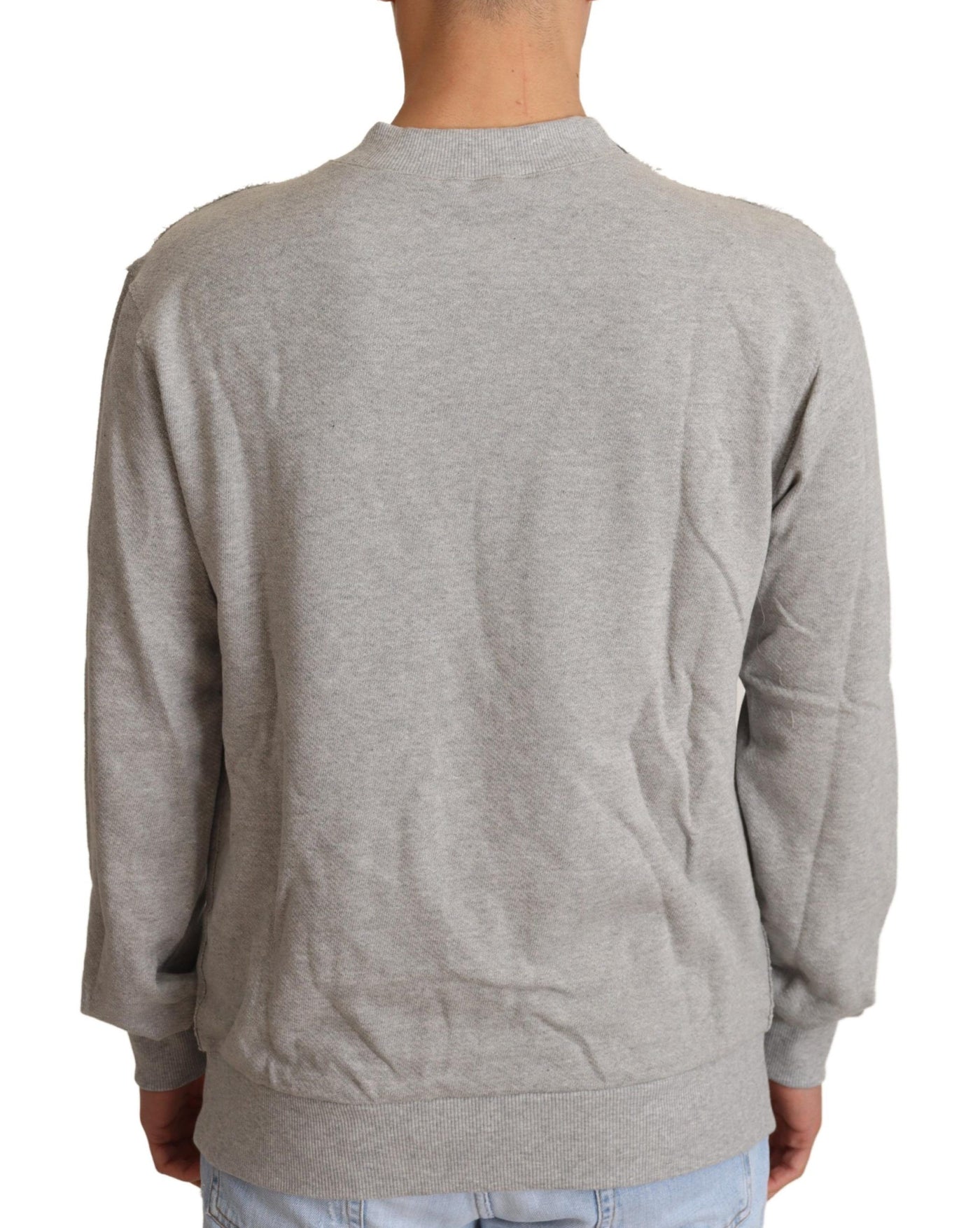 Dolce & Gabbana Grauer Pullover aus Baumwolle mit Rundhalsausschnitt