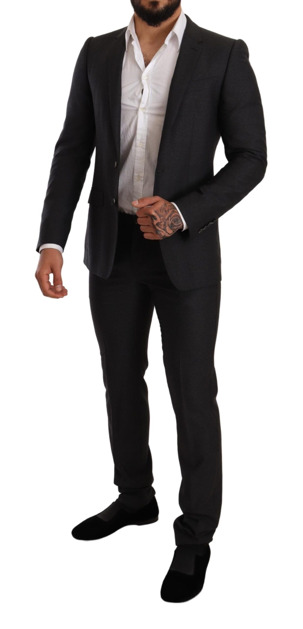 Dolce & Gabbana Graue Wolle MARTINI Slim Fit Set Anzug