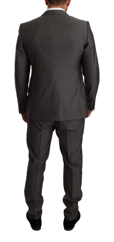 Dolce & Gabbana Grauer Metallic MARTINI Slim Fit Set Anzug