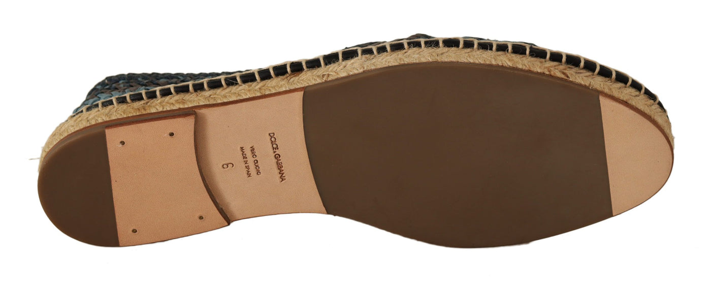 Dolce & Gabbana Blau Gray Slip On Buffalo Espadrille Schuhe