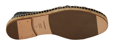 Dolce & Gabbana Blau Gray Slip On Buffalo Espadrille Schuhe