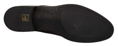Dolce & Gabbana Schwarze Leder Schnürschuhe Männer Kleid Derby Schuhe