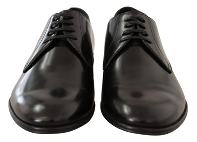 Dolce & Gabbana Schwarze Leder Schnürschuhe Männer Kleid Derby Schuhe