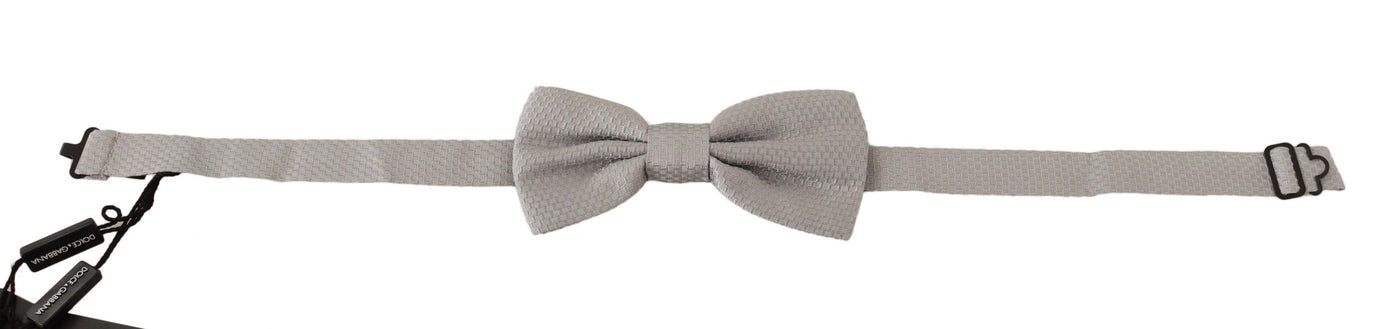 Dolce & Gabbana Silbergrau 100% Seide Verstellbare Hals Papillon Fliege