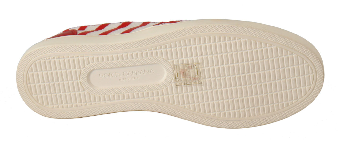 Dolce & Gabbana Rot Weiß Anker Nieten Loafers Schuhe