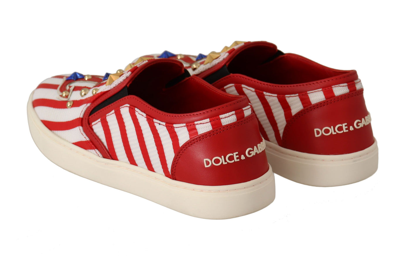 Dolce & Gabbana Rot Weiß Anker Nieten Loafers Schuhe