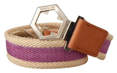 GF Ferre Multicolor Leder Silber Sechseck Logo Schnalle Gürtel