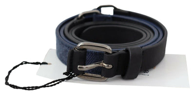 Costume National Schwarz Blau Leder Silber Logo Gürtel