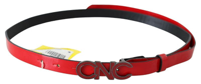Costume National Rot Schwarz Wendegürtel mit Logoschnalle aus Leder