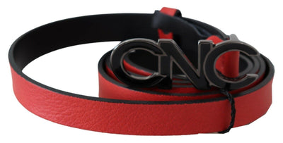 Costume National Roter Logo-Gürtel aus Leder mit Wendefunktion