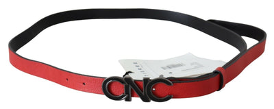 Costume National Roter Logo-Gürtel aus Leder mit Wendefunktion