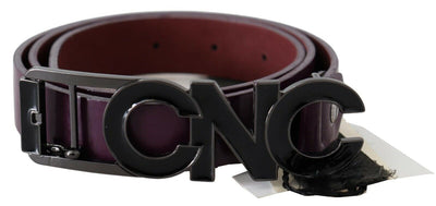 Costume National Braunes Leder Großes Logo Buchstabenschnalle Gürtel