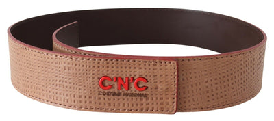 Costume National Weißes Leder Logo Mode Taille Gürtel