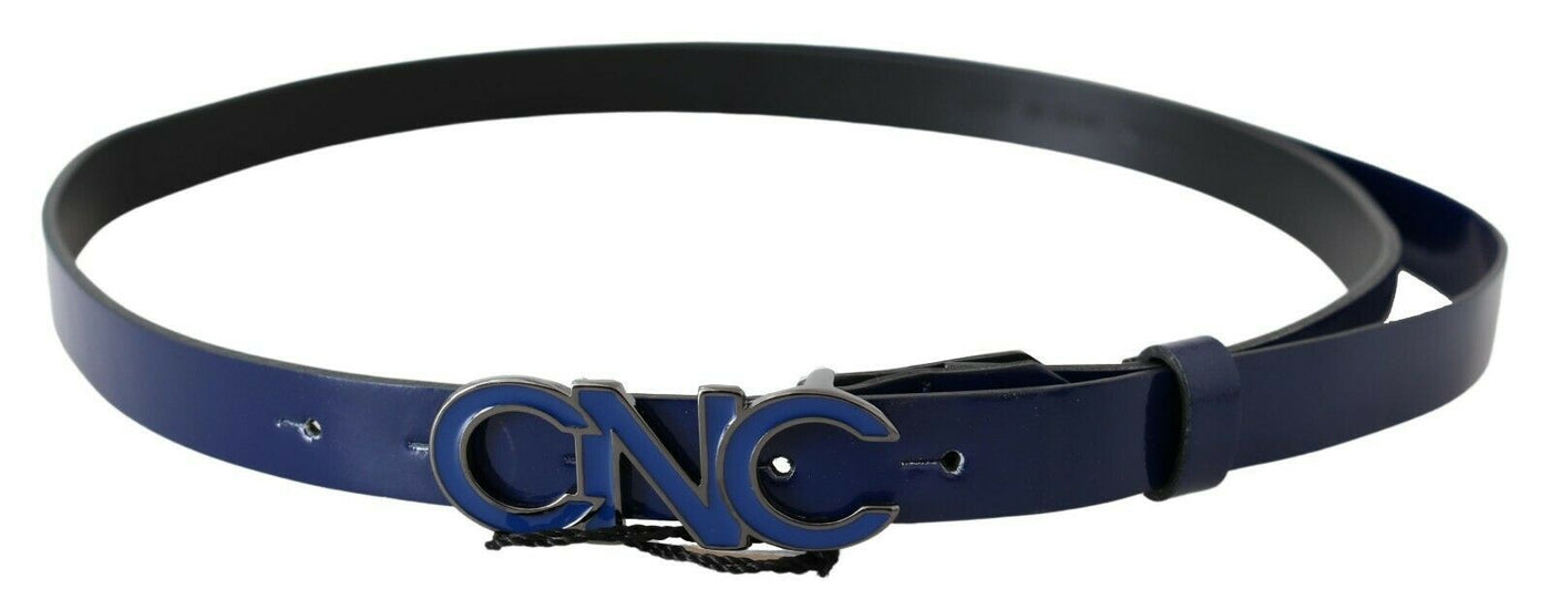 Costume National Blauer Leder Logo Skinny Fashion Gürtel