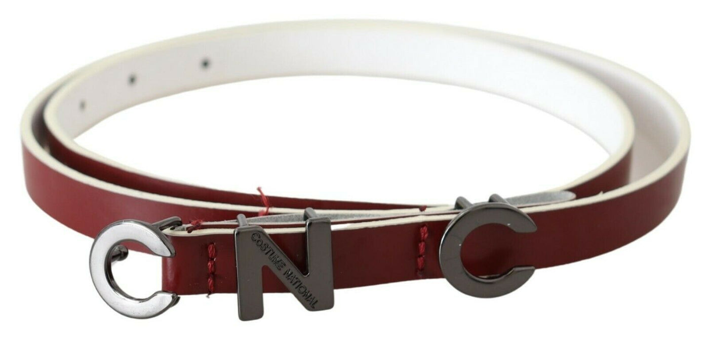 Costume National Maroon Leder Logo Skinny Mode