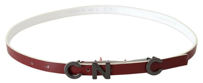 Costume National Maroon Leder Logo Skinny Mode