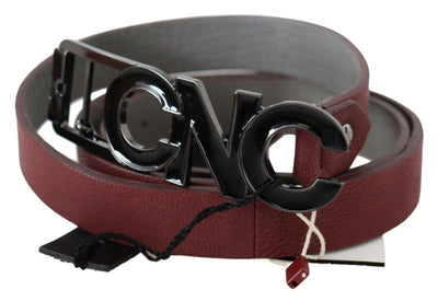 Costume National Maroon Skinny Leder Logo Mode Gürtel