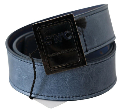 Costume National Blauer normaler Ledergürtel mit Logoschnalle