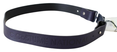 Costume National Schwarzer Leder Gürtel mit normaler Logo-Schnalle
