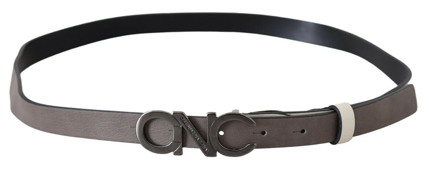 Costume National Weiß Schwarz Leder Brief Logo Schnalle Gürtel