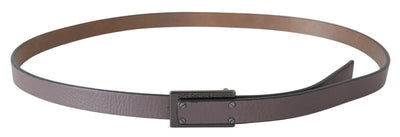 Costume National Brauner Leder Tactical Logo Schraubschnalle Gürtel