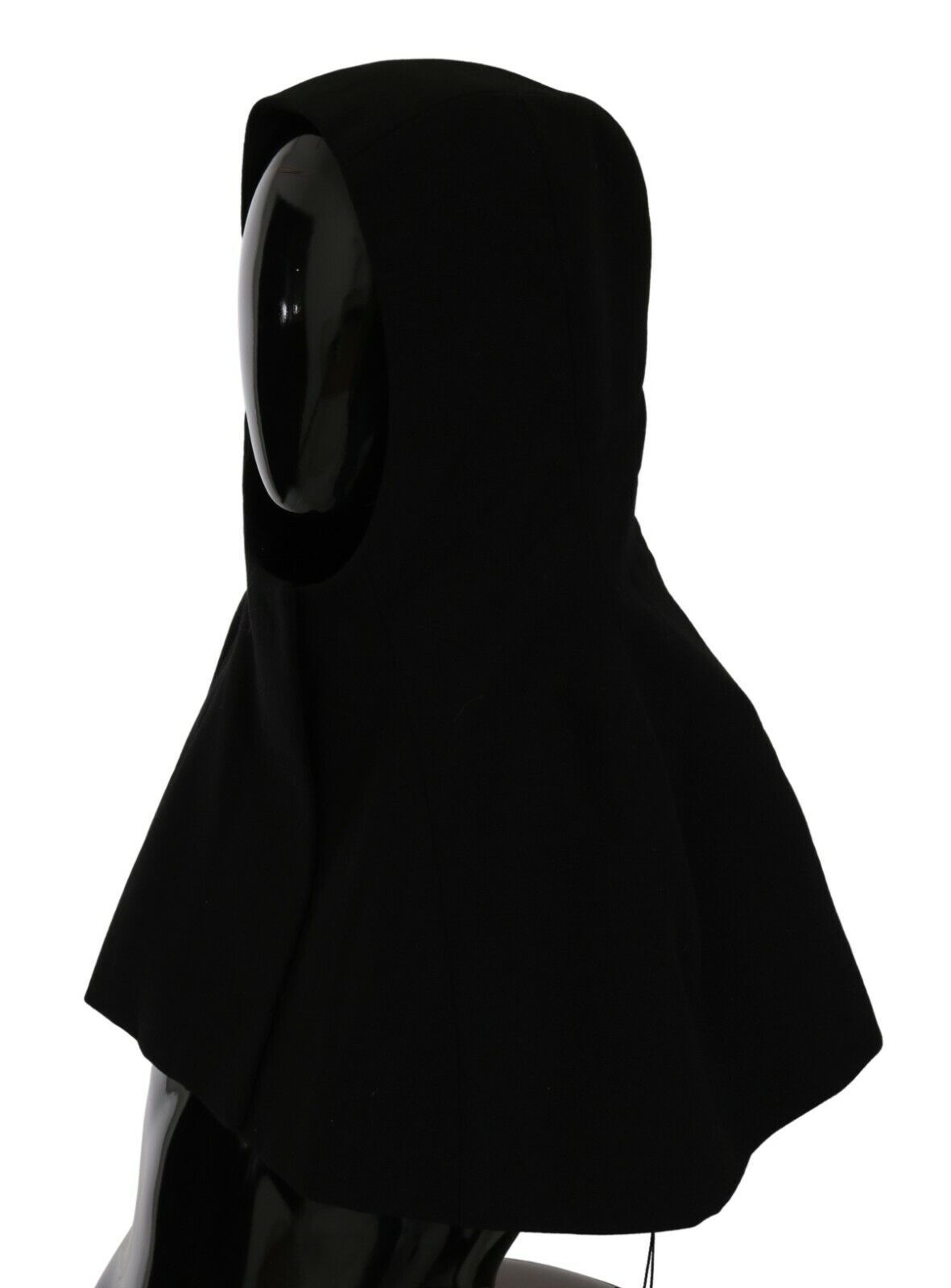 Dolce & Gabbana Schwarzer Woll-Ganzkopf-Kapuzenschal Mütze