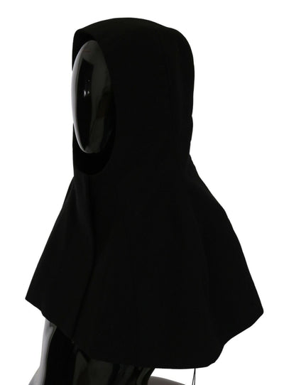 Dolce & Gabbana Schwarzer Woll-Ganzkopf-Kapuzenschal Mütze
