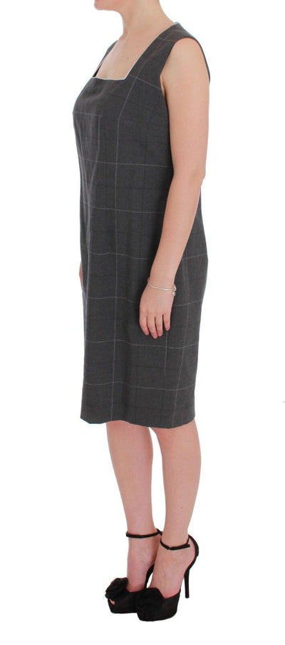 BENCIVENGA Graues kariertes Baumwollblazer-Kleid-Set Anzug