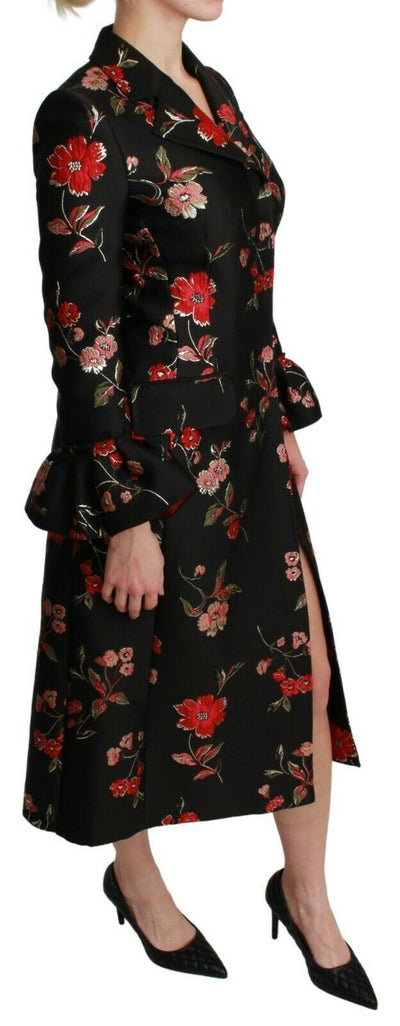 Dolce & Gabbana Schwarze Jacke mit Blumenstickerei Mantel