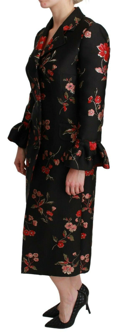 Dolce & Gabbana Schwarze Jacke mit Blumenstickerei Mantel