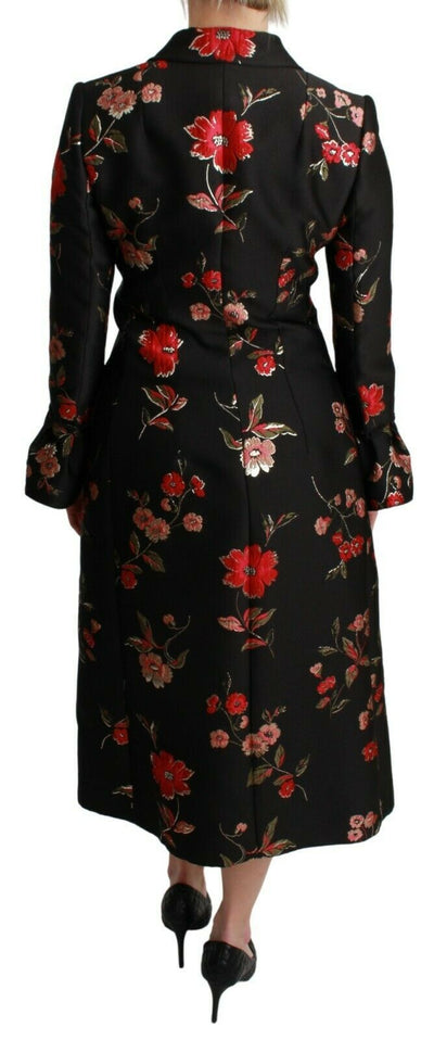 Dolce & Gabbana Schwarze Jacke mit Blumenstickerei Mantel