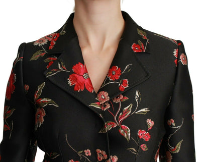 Dolce & Gabbana Schwarze Jacke mit Blumenstickerei Mantel