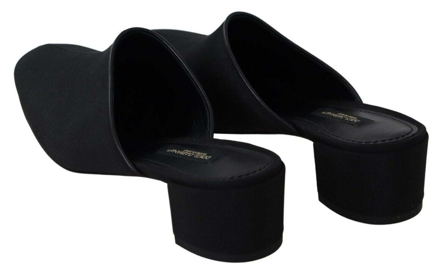 Dolce & Gabbana Schwarze Grosgrain-Sandalen Sandalen Frauen Schuhe