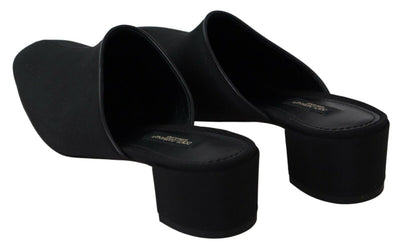 Dolce & Gabbana Schwarze Grosgrain-Sandalen Sandalen Frauen Schuhe