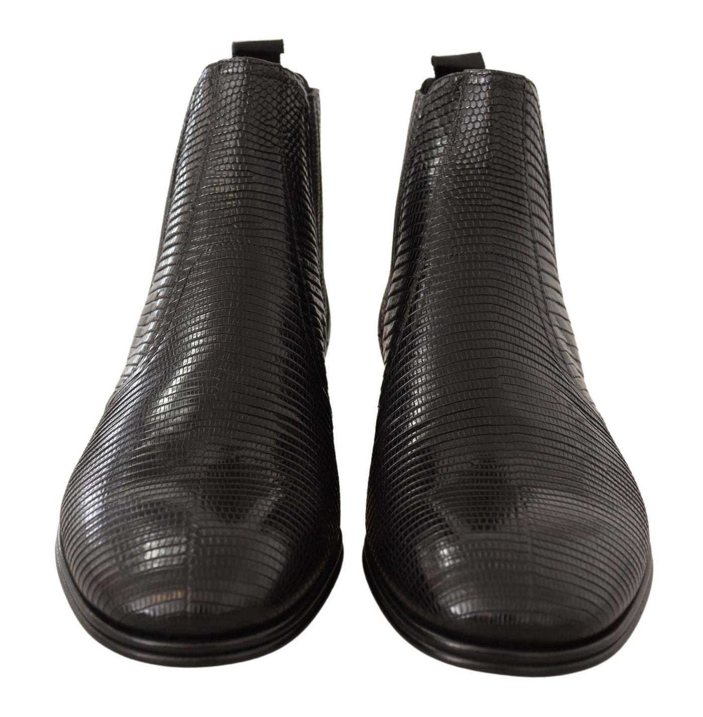 Dolce & Gabbana Schwarze Lederstiefeletten aus Eidechsenhaut