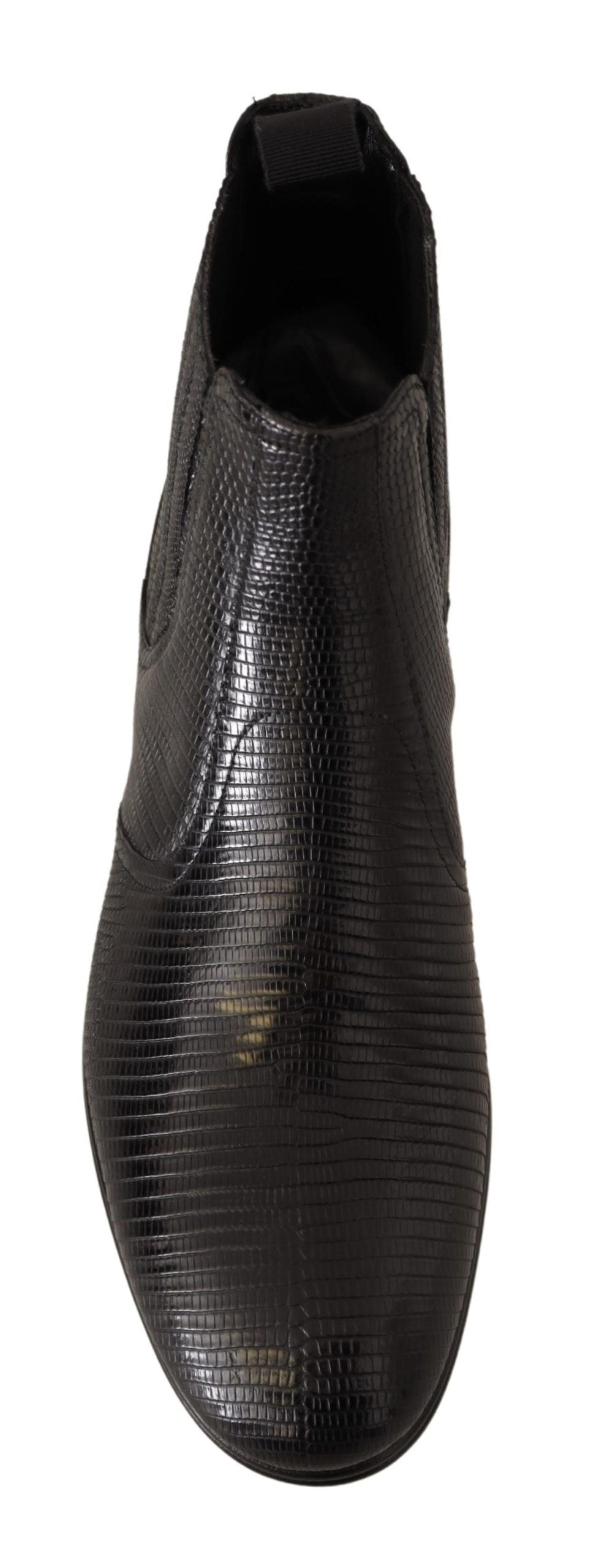 Dolce & Gabbana Schwarze Lederstiefeletten aus Eidechsenhaut