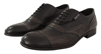 Dolce & Gabbana Braune Eidechsenhaut Leder Oxford Dress Schuhe