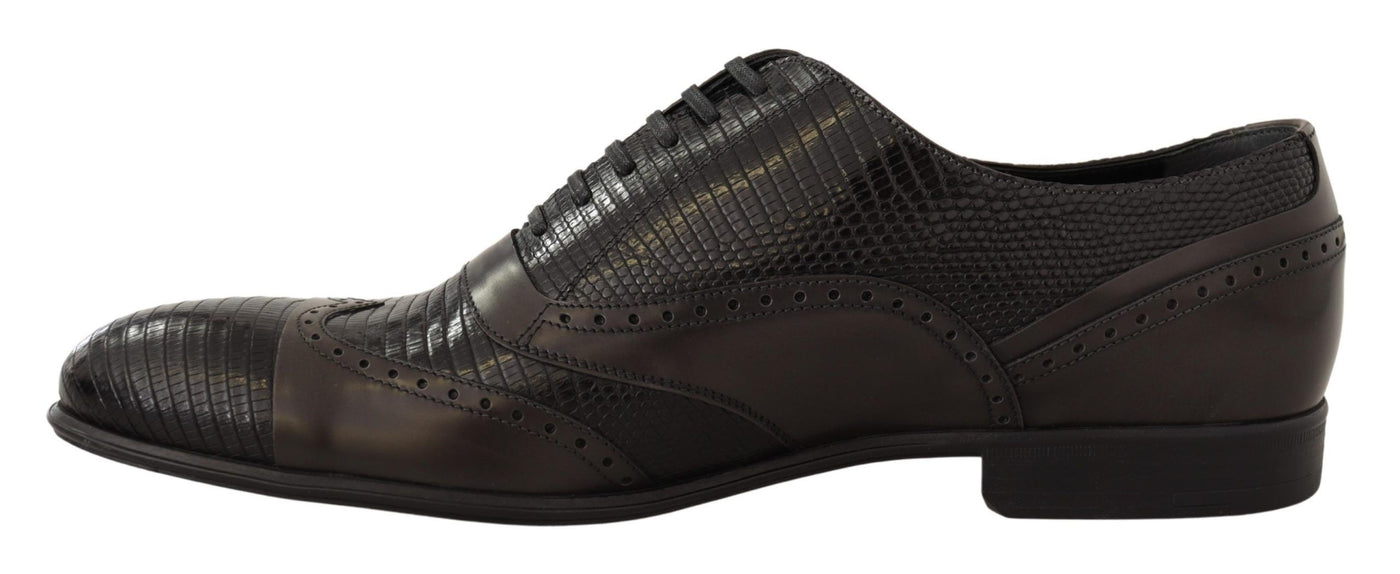 Dolce & Gabbana Braune Eidechsenhaut Leder Oxford Dress Schuhe