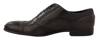 Dolce & Gabbana Braune Eidechsenhaut Leder Oxford Dress Schuhe