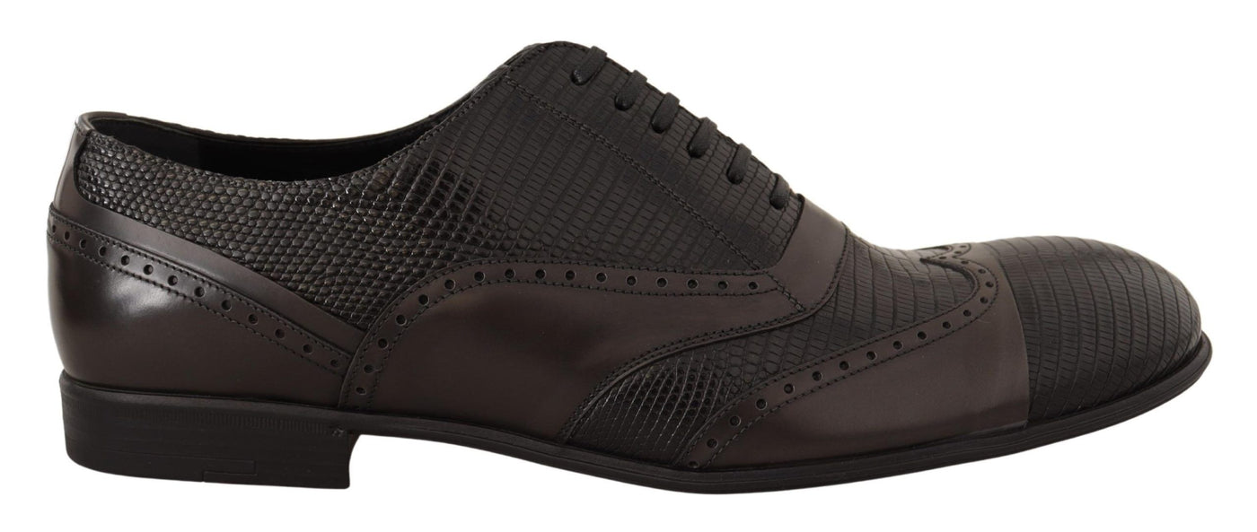 Dolce & Gabbana Braune Eidechsenhaut Leder Oxford Dress Schuhe
