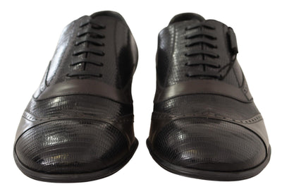 Dolce & Gabbana Braune Eidechsenhaut Leder Oxford Dress Schuhe