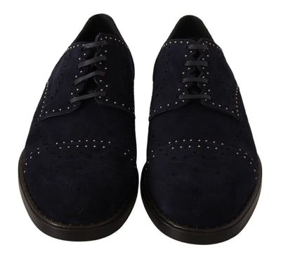 Dolce & Gabbana Blaue Derby-Schuhe aus Wildleder mit Nieten
