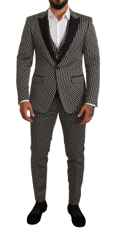 Dolce & Gabbana Schwarz Weiß Karo 3er Set MARTINI Anzug