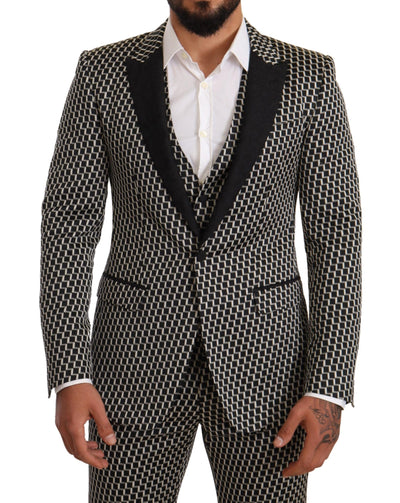 Dolce & Gabbana Schwarz Weiß Karo 3er Set MARTINI Anzug
