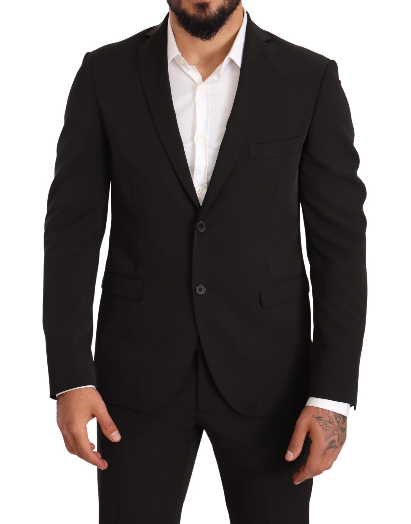 Domenico Tagliente Schwarzer Polyester Slim 2 Stück Set TAGLIENTE Anzug