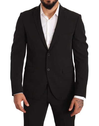Domenico Tagliente Schwarzer Polyester Slim 2 Stück Set TAGLIENTE Anzug