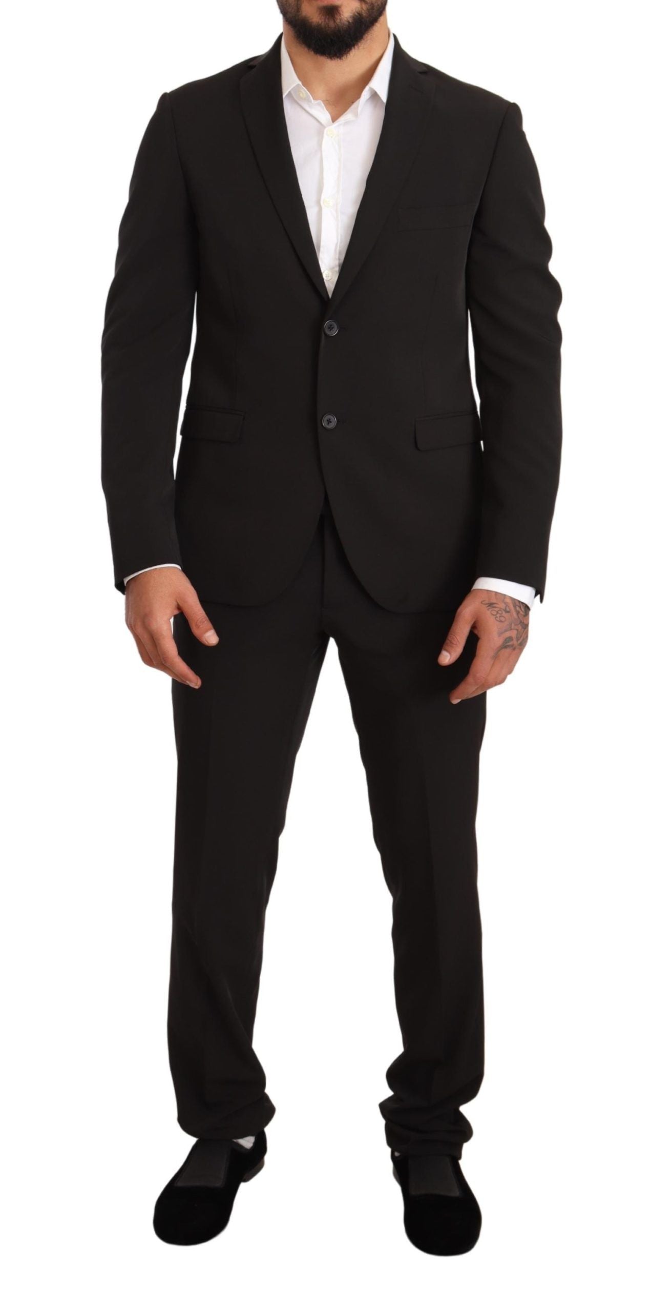 Domenico Tagliente Schwarzer Polyester Slim 2 Stück Set TAGLIENTE Anzug